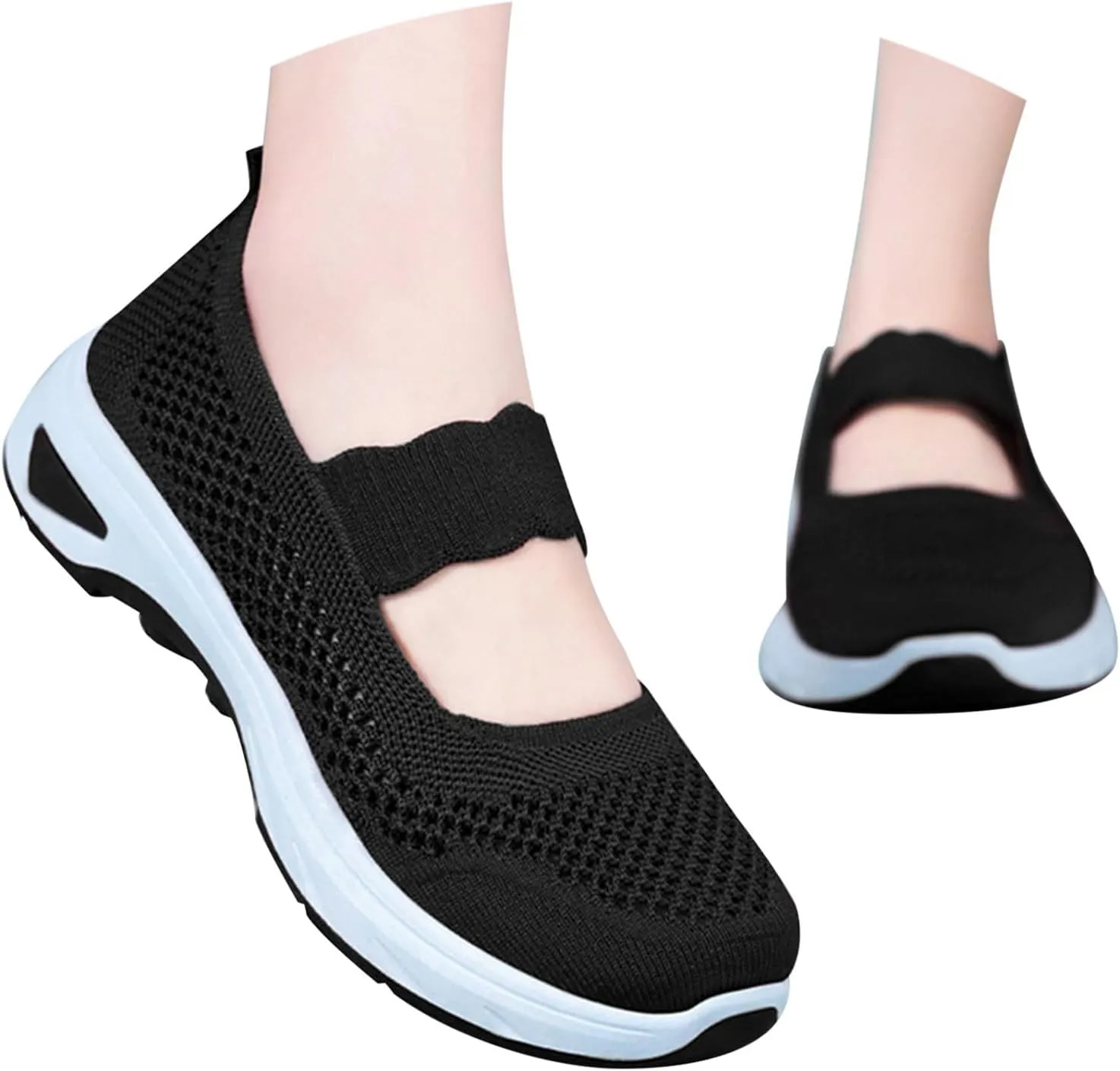 Walking Shoes Women Slip On Sneakers Knit Lightweight Comfortable Breathable Walking Shoes for Work Travel