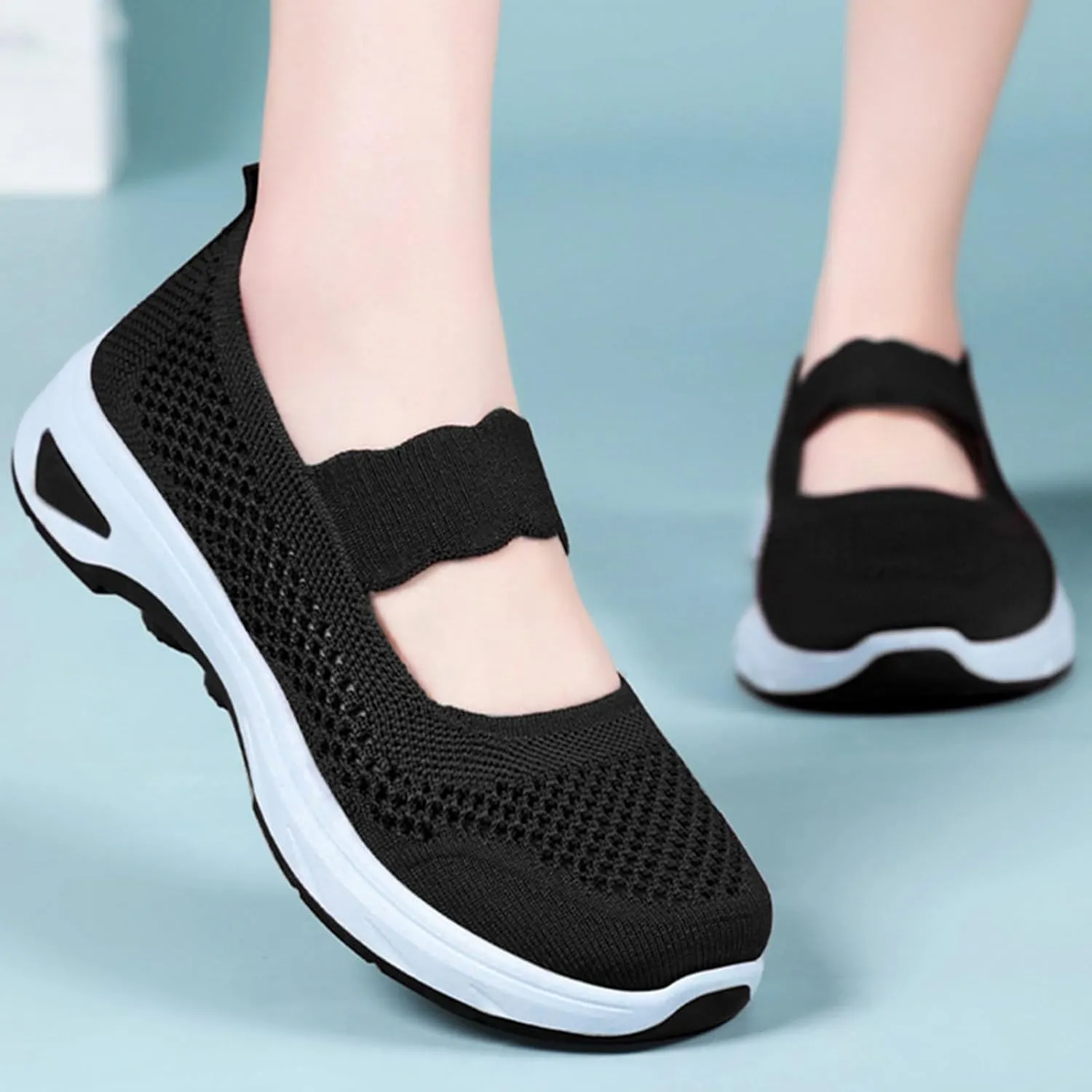 Walking Shoes Women Slip On Sneakers Knit Lightweight Comfortable Breathable Walking Shoes for Work Travel
