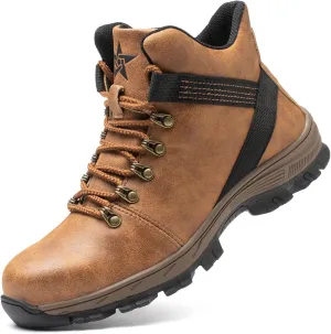 Waterproof Steel Toe Shoes for Men Lightweight Work Safety Boots for Industrial High Top Motorcycle Riding Shoes
