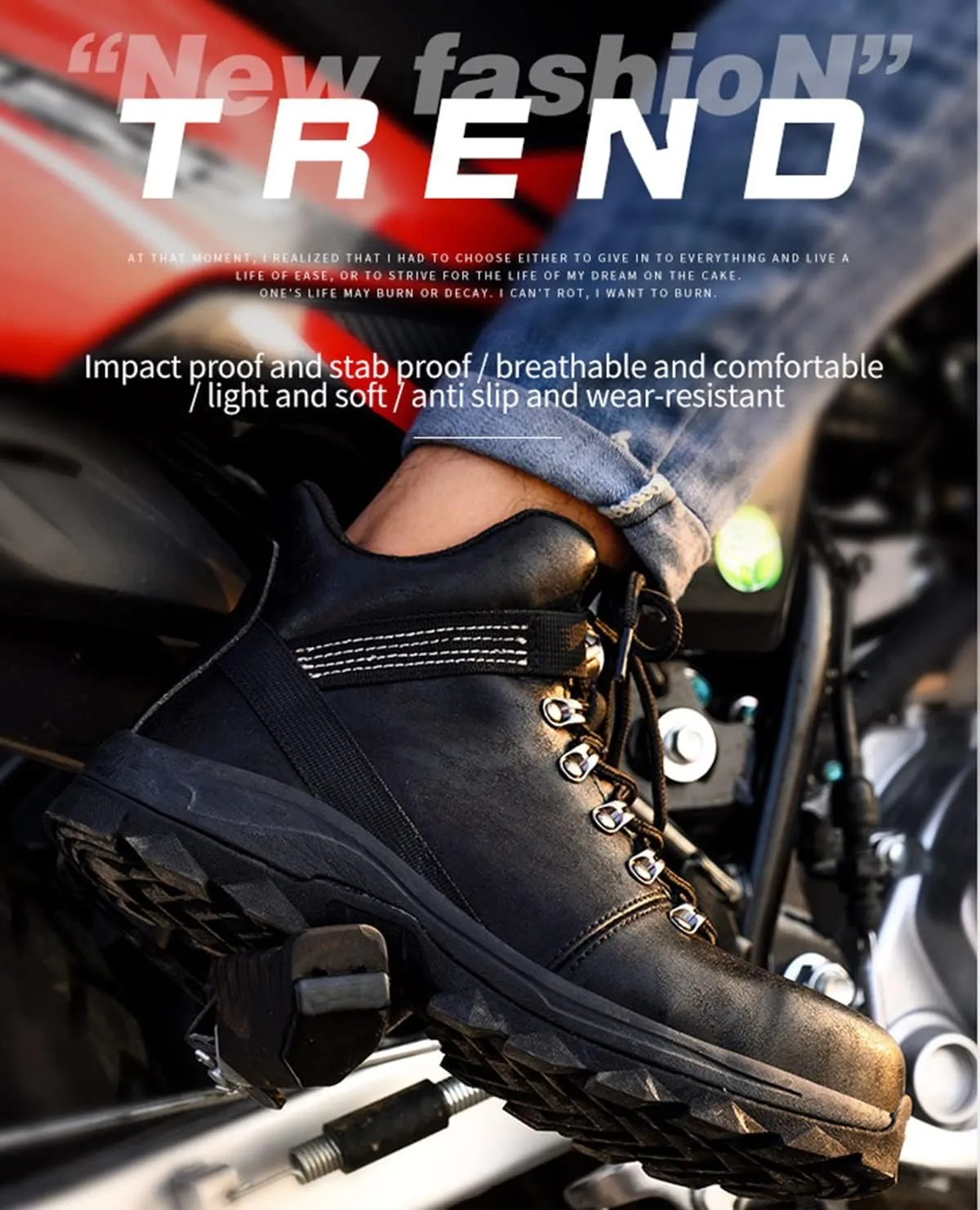 Waterproof Steel Toe Shoes for Men Lightweight Work Safety Boots for Industrial High Top Motorcycle Riding Shoes