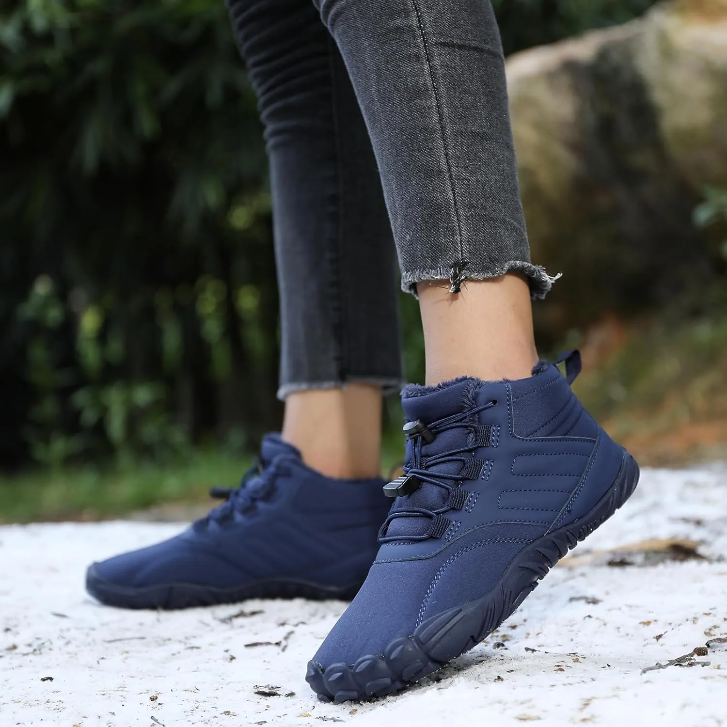 Winter Barefoot Shoes Womens Mens Winter Hiking Boots Warm Fur Lined Winter Snow Boots Waterproof Non-Slip Shoes