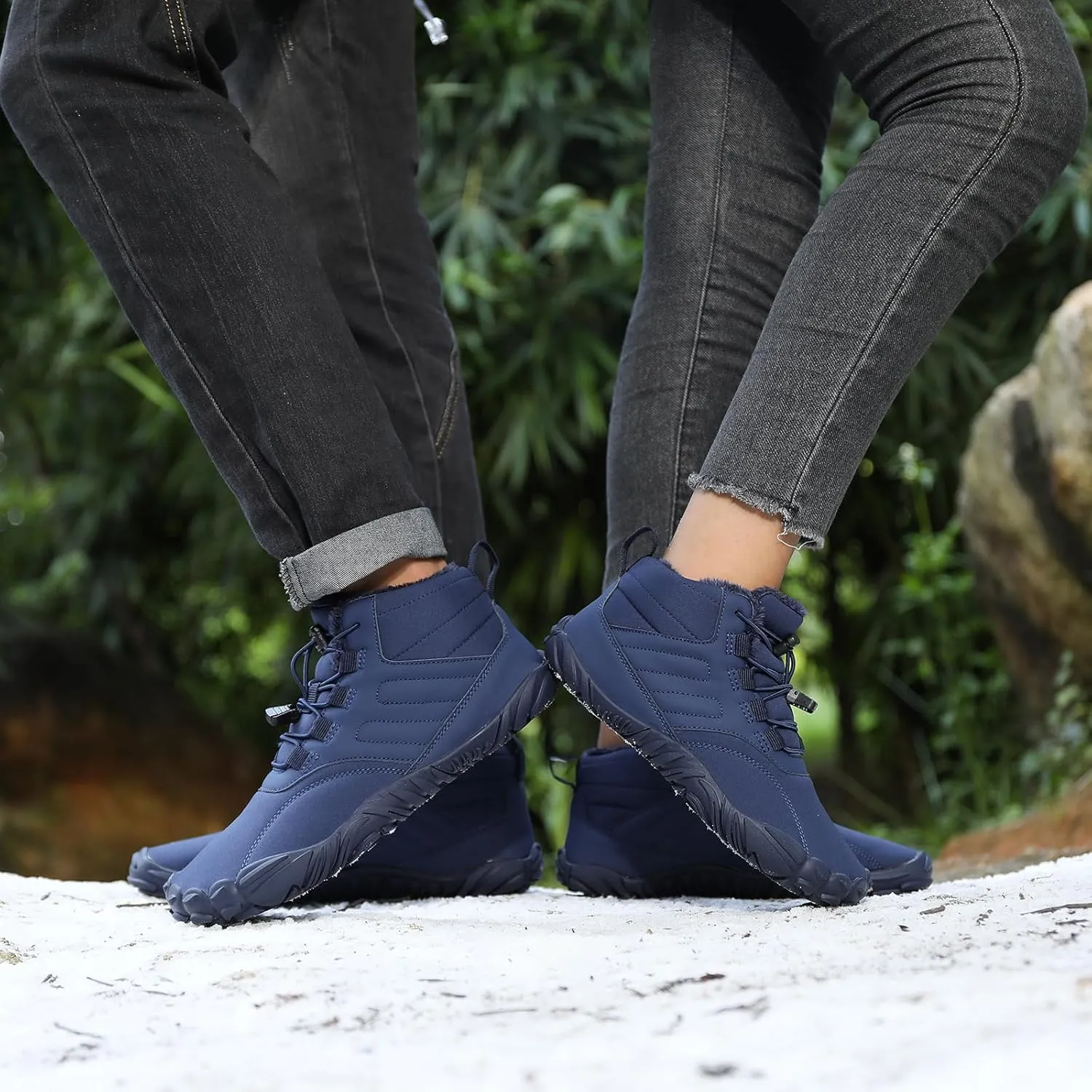Winter Barefoot Shoes Womens Mens Winter Hiking Boots Warm Fur Lined Winter Snow Boots Waterproof Non-Slip Shoes