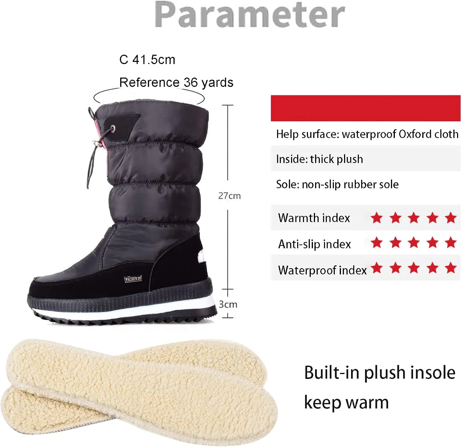 Winter Boots for Men and Women, Waterproof Warm Lined Snow Boots Winter Shoes Men's Snow Boots, Winter Hiking Shoes for Cold Weather Hiking Working Camping