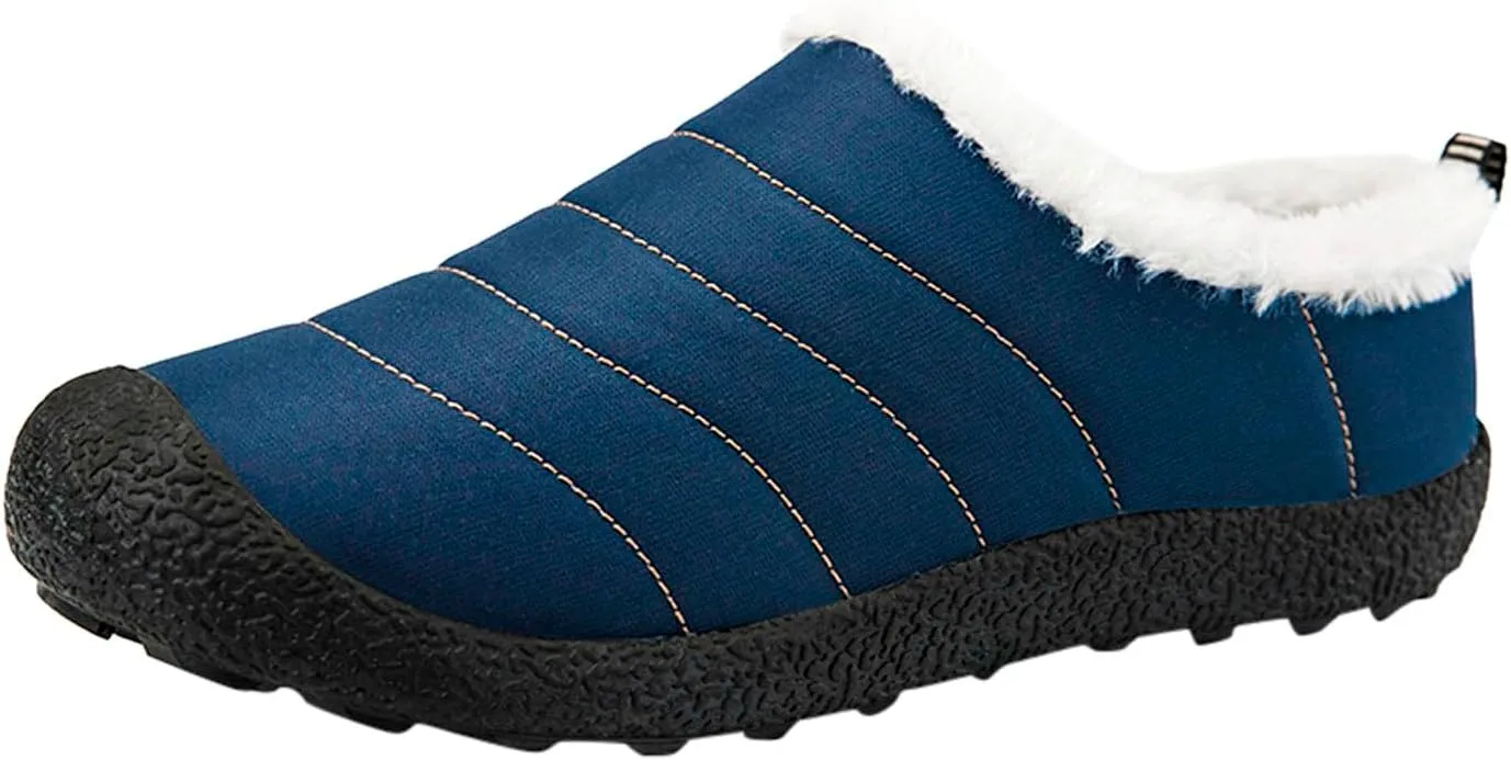 Winter Boots for Women Men Couple Warm Fur Lined Boots Waterproof Outdoor Ankle Booties Slip On Lightweight Boots