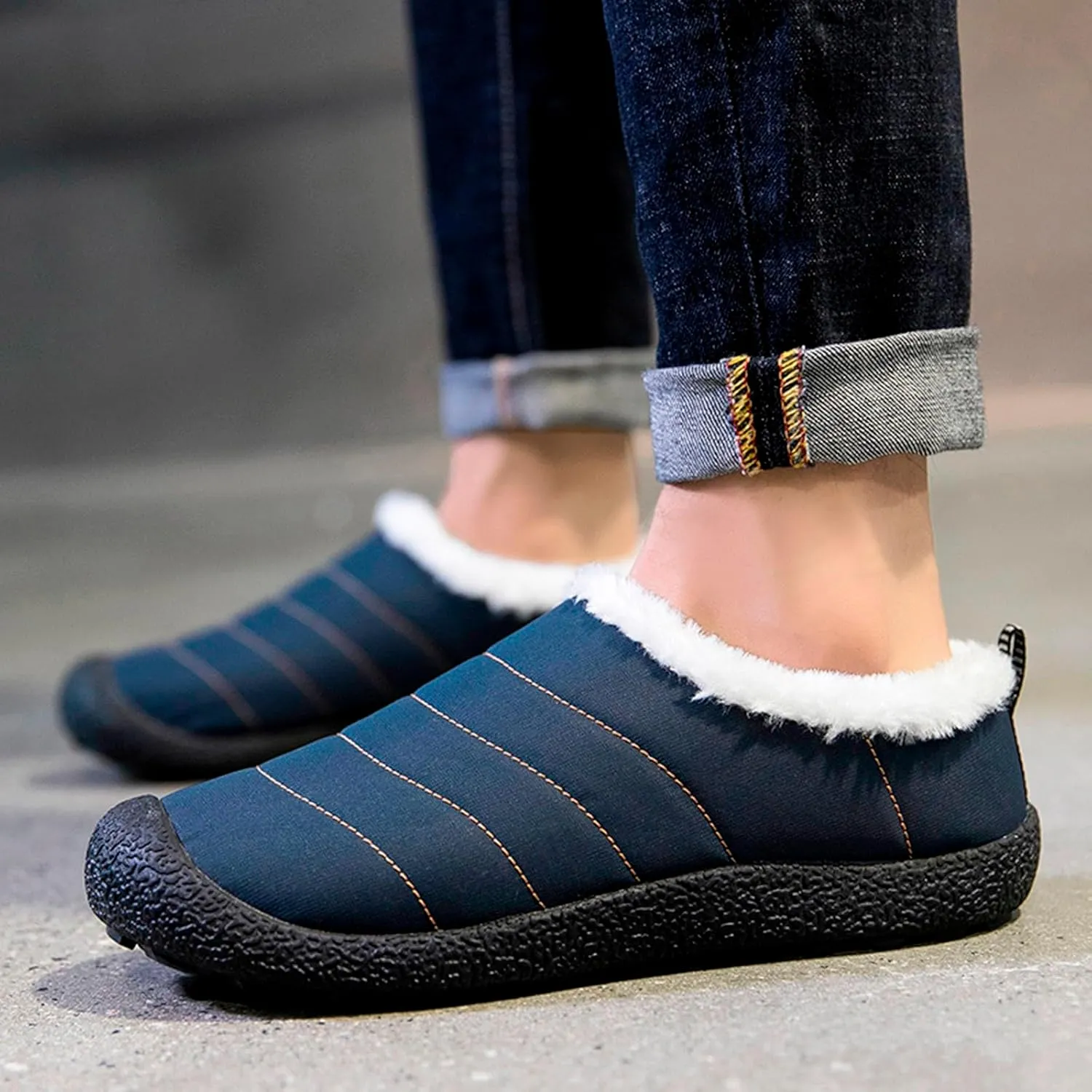 Winter Boots for Women Men Couple Warm Fur Lined Boots Waterproof Outdoor Ankle Booties Slip On Lightweight Boots