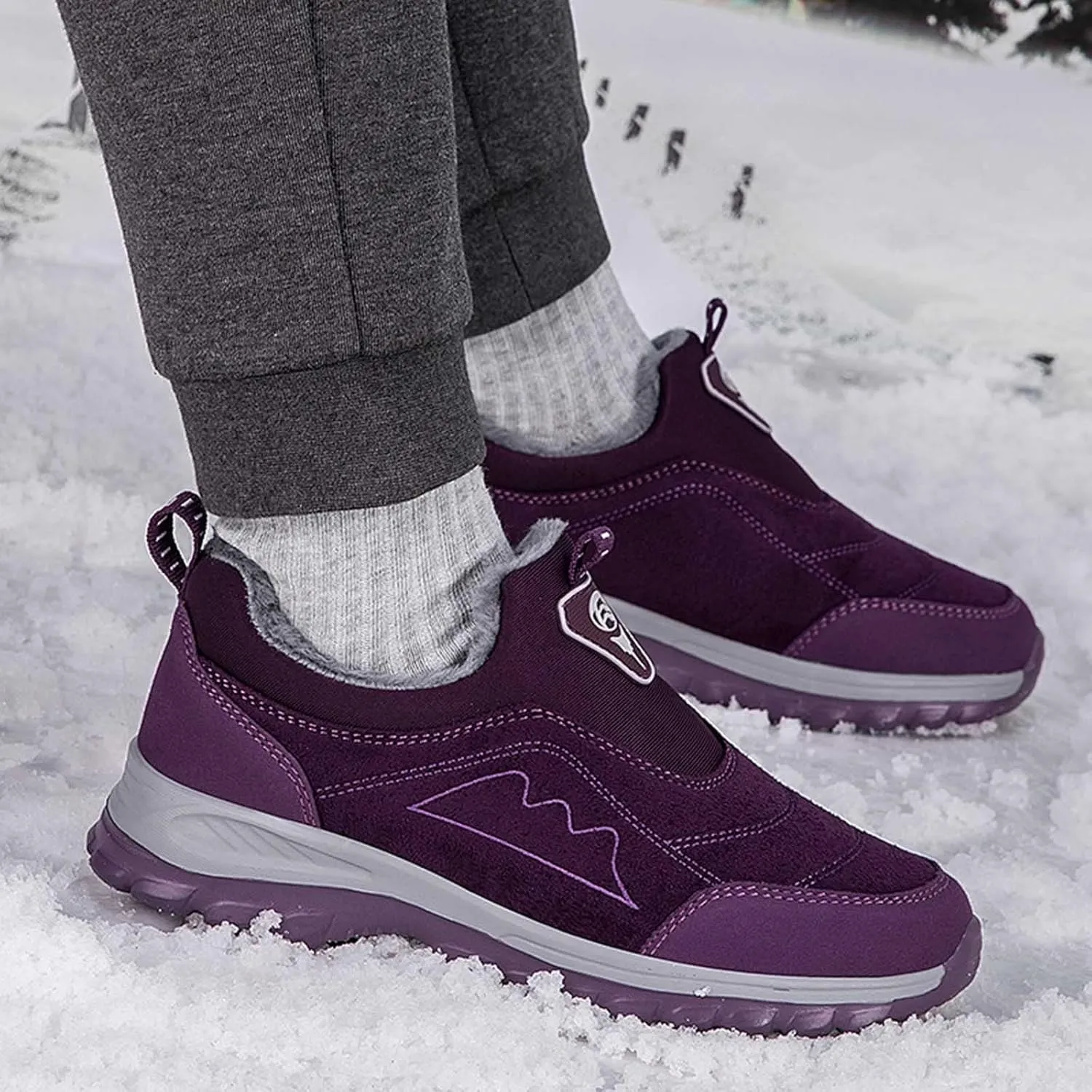 Winter Boots for Women Men Couple Warm Fur Lined Waterproof Snow Boots Ankle Walking Hiking Sneaker Boots