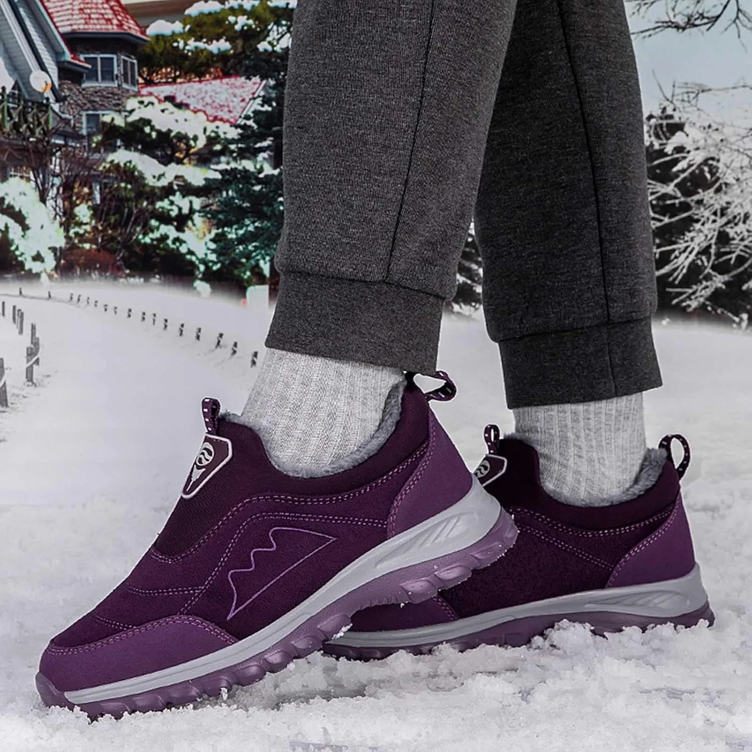 Winter Boots for Women Men Couple Warm Fur Lined Waterproof Snow Boots Ankle Walking Hiking Sneaker Boots