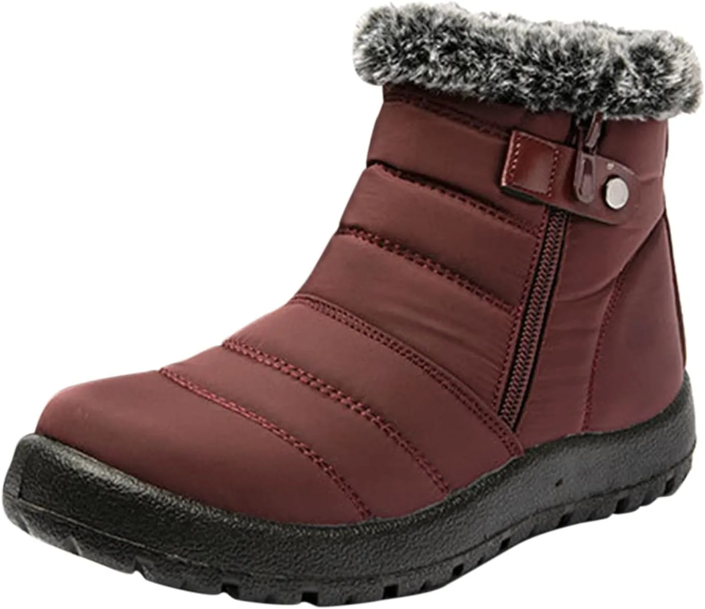 Winter Boots for Women Warm Fur Lined Boots Waterproof Anti Slip Outdoor Boot Zipper Fashion Womens Flat Booties