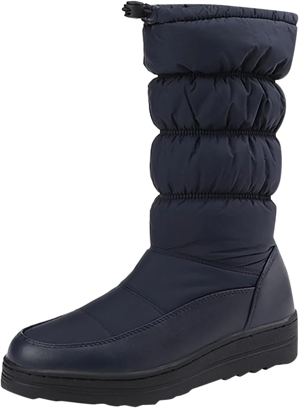 Winter Boots for Women Warm Fur Lined Mid Calf Winter Booties Puffy Waterproof Slip On Lightweight Womens Boots