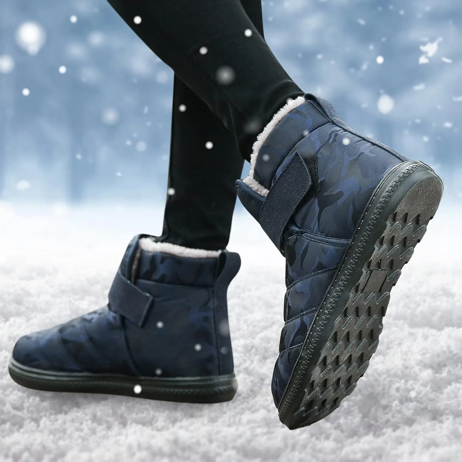 Winter Boots for Women Warm Fuzzy Fleece Lined Walking Ankle Snow Booties Waterproof Ankle Boots Outdoor Booties