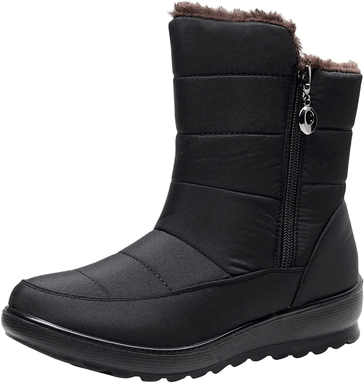 Winter Boots for Women Warm Fuzzy Fur Lined Ankle Boots Women Anti Slip Waterproof Side Zip Comfy Outdoor Boots