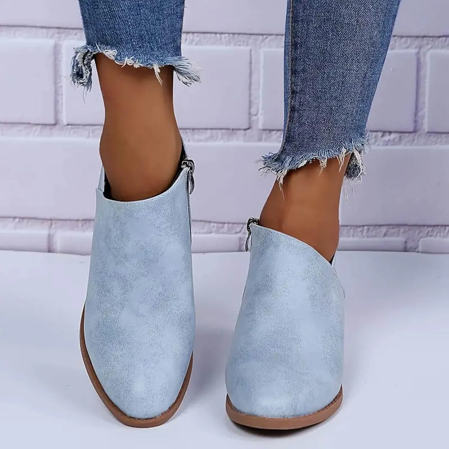 Women's Ankle Boot Fashion Boots Low Heels Riding Boots for Women Soft Leather for Comfortable Interior Fit Boots