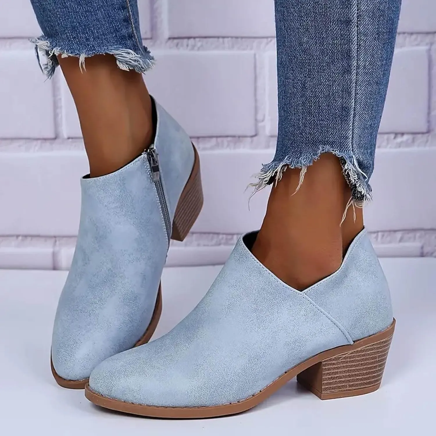 Women's Ankle Boot Fashion Boots Low Heels Riding Boots for Women Soft Leather for Comfortable Interior Fit Boots