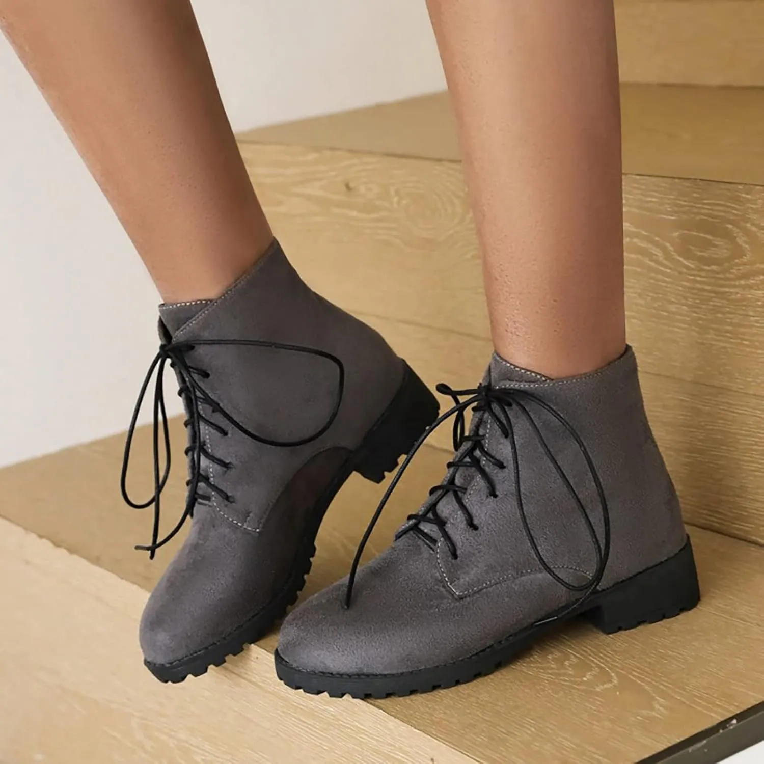 Women's Ankle Boots & Booties Comfortable Wide Width Booties Short Western Boots for Women Walking Shoes Women Fashion Round Toe Cut Out Chunky Stacked Heel Slip on