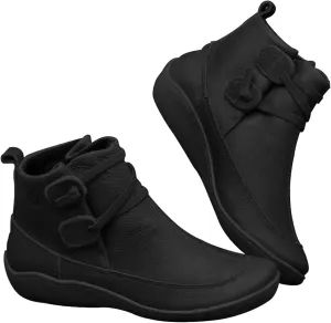 Women's Ankle Boots & Booties Womens Black Booties Low Heel Women's Slip On Boots Work Boot Shoe Laces Men Lightweight Cute Round Toe Closed Toe Wide Fit Available