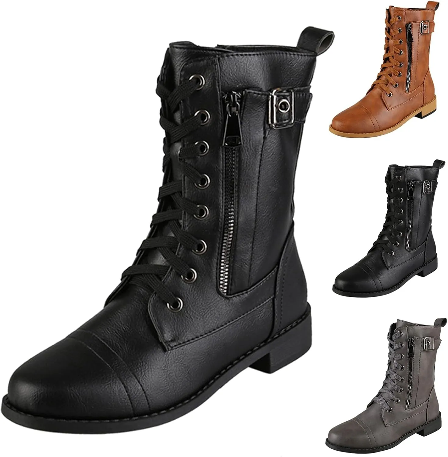 Women's Ankle Boots & Booties Women's Booties and Ankle Boot Black Womens Cowboy Boots Womens Bootie Round Toe Non Slip Slip On Closed Pointed Toe Low Block Heel Zip Up
