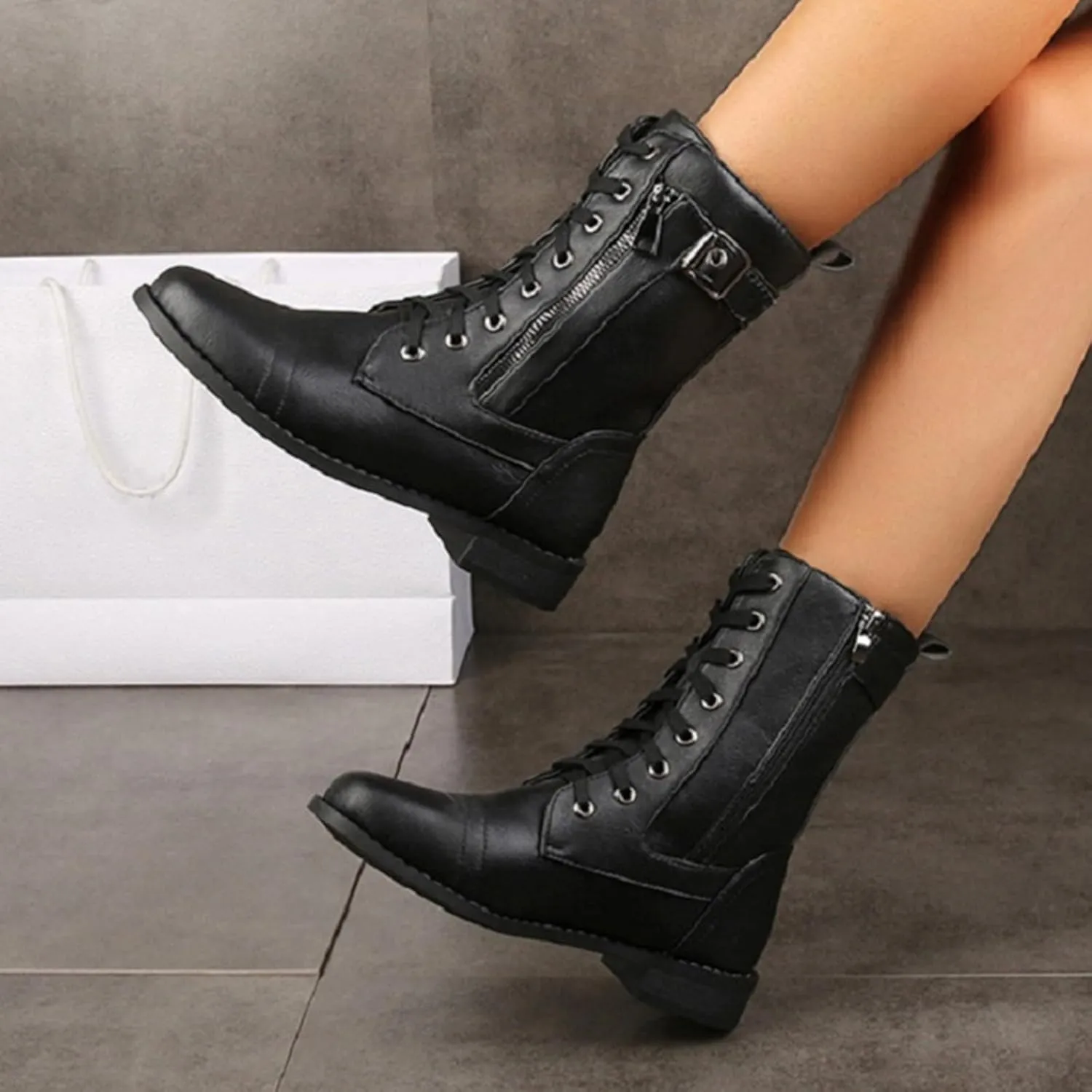 Women's Ankle Boots & Booties Women's Booties and Ankle Boot Black Womens Cowboy Boots Womens Bootie Round Toe Non Slip Slip On Closed Pointed Toe Low Block Heel Zip Up