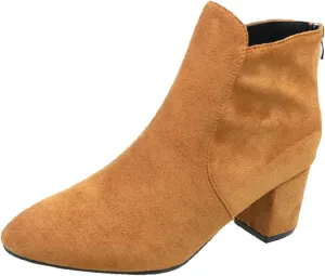 Womens Booties Ankle Round Toe Booties for Women Womens Ankle Boots Wedge Bootie for Women Wide Width Indoor and Outdoor Soft Sole Fashion Pointed Toe Mid Heel Slip On