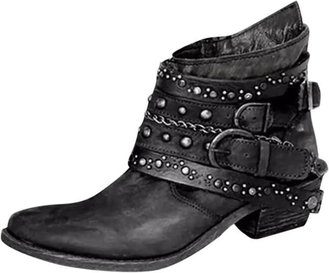 Women's Boots Ankle Womens Black Booties Low Heel Women's Casual Boots Hiking Boot Laces Men Closed Toe Indoor and Outdoor Lace-up Round Toe Comfortable Low Heel