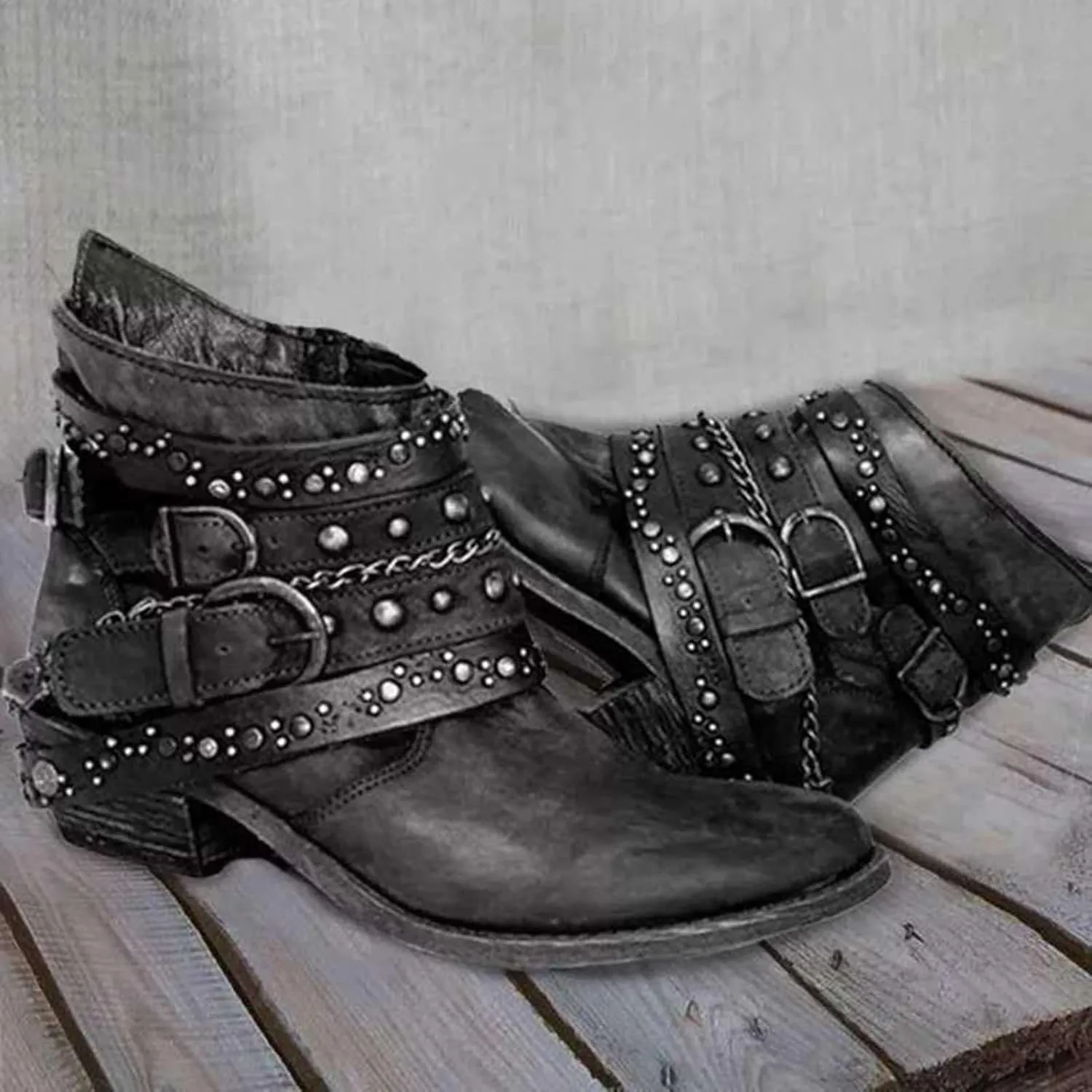 Women's Boots Ankle Womens Black Booties Low Heel Women's Casual Boots Hiking Boot Laces Men Closed Toe Indoor and Outdoor Lace-up Round Toe Comfortable Low Heel