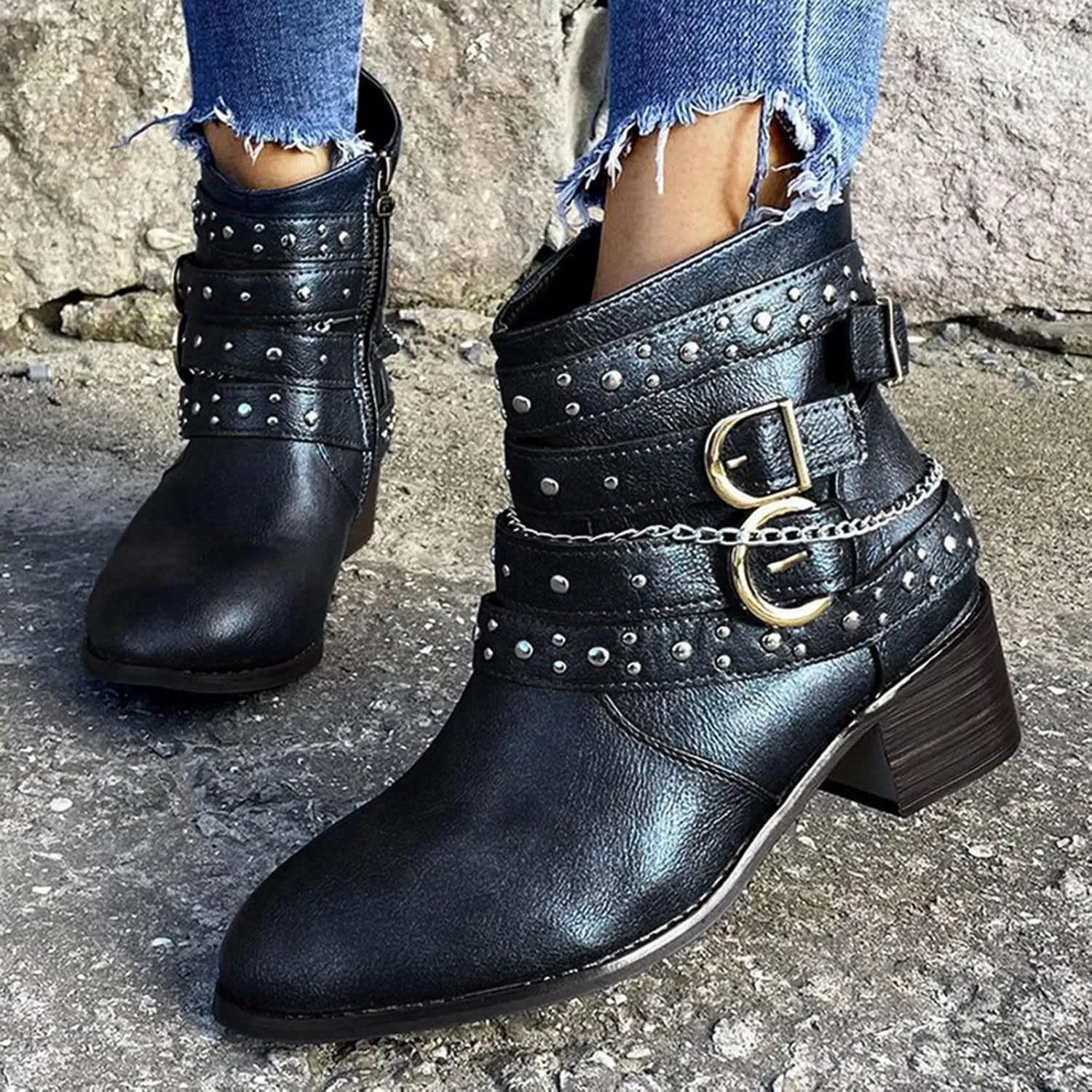 Womens Boots Ankle Womens Fall Booties Women Cowboy Boots Wedge Bootie for Women Comfortable Solid Color Comfy Casual Side Zipper Pointd Toe Suede