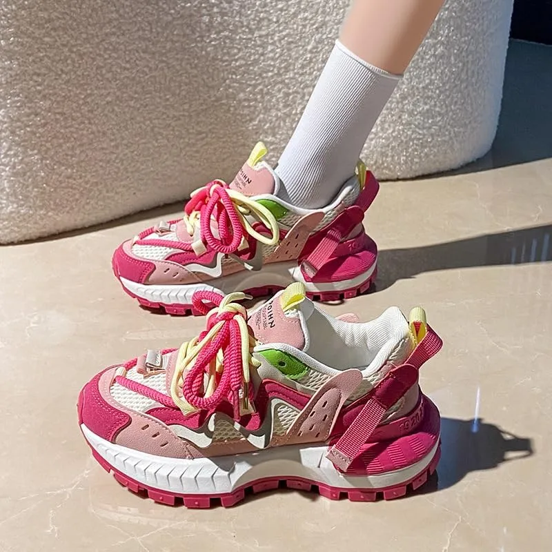 Women's Casual Fashion Sneakers - Low-Top Lace-Up Sports Shoes, All-Season Comfort, Plain Toe Design,