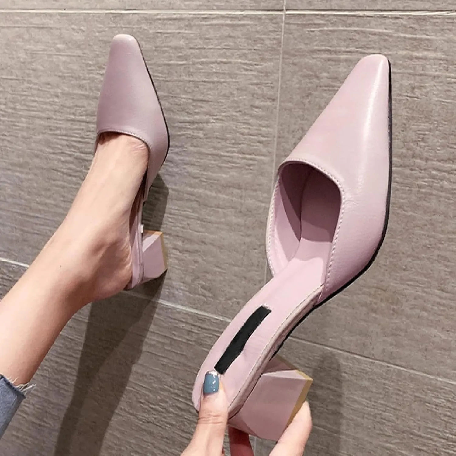 Women's Mule Sandals Elegant Square Toe Low Heel Girl Open Back Loafers Bridal Party Mule Sandals