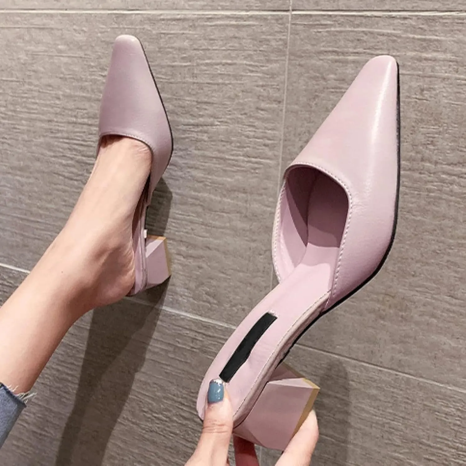 Women's Mule Sandals Elegant Square Toe Low Heel Girl Open Back Loafers Bridal Party Mule Sandals