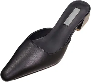 Women's Mule Sandals Elegant Square Toe Low Heel Girl Open Back Loafers Bridal Party Mule Sandals