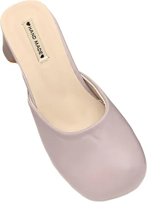 Women's Mule Sandals Slippery Cover Elegant Square Toe Thick Heel Girl Open Back Loafers Walking Mule Slippery Cover