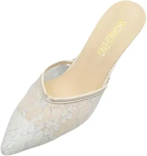 Women's Mule Sandals with Exposed Navel and Small Heels, Girl's Backless Loafer Slippers