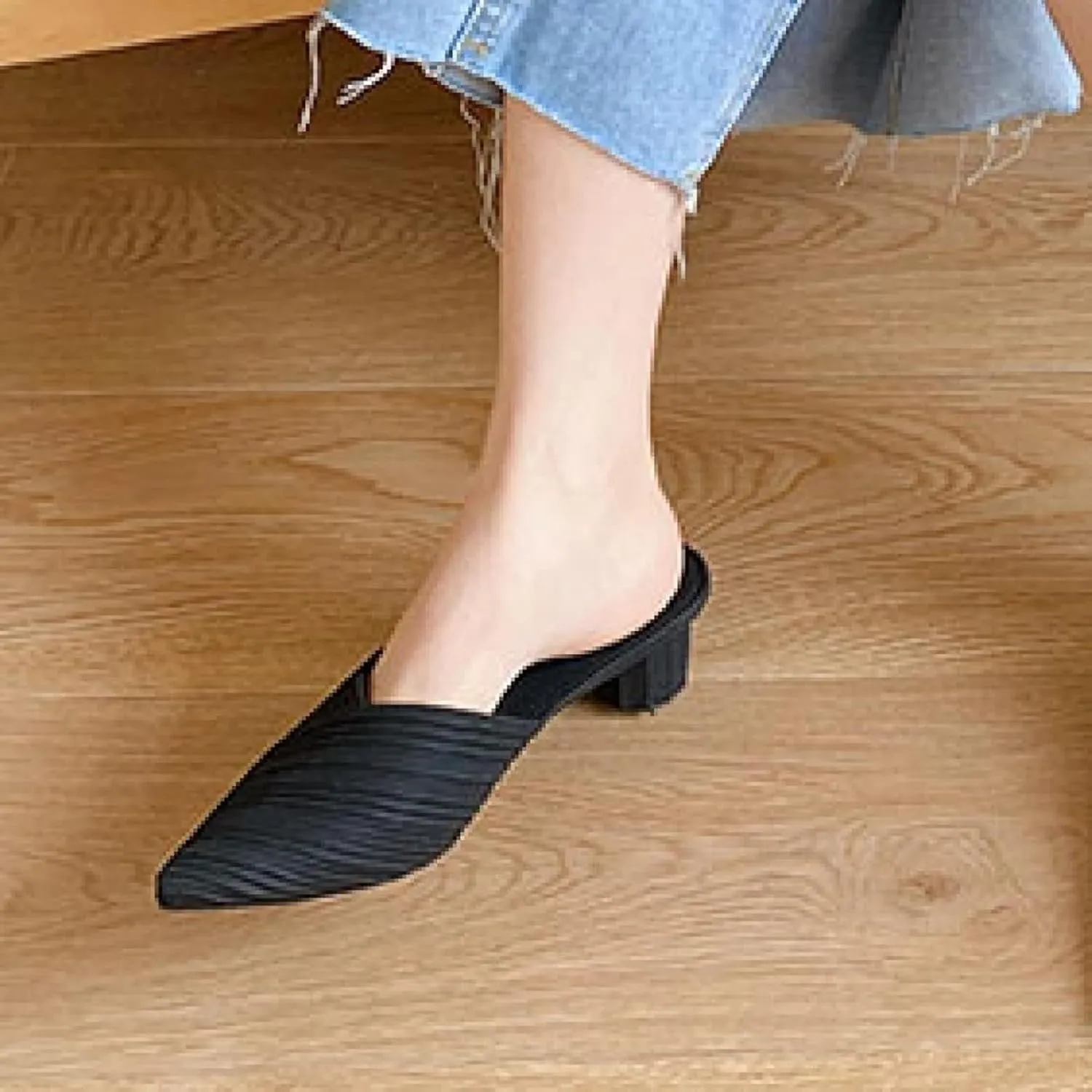 Women's Mule Slippers, Casual Pointed High Heels, Bride's Party Backless Loafers Sandals