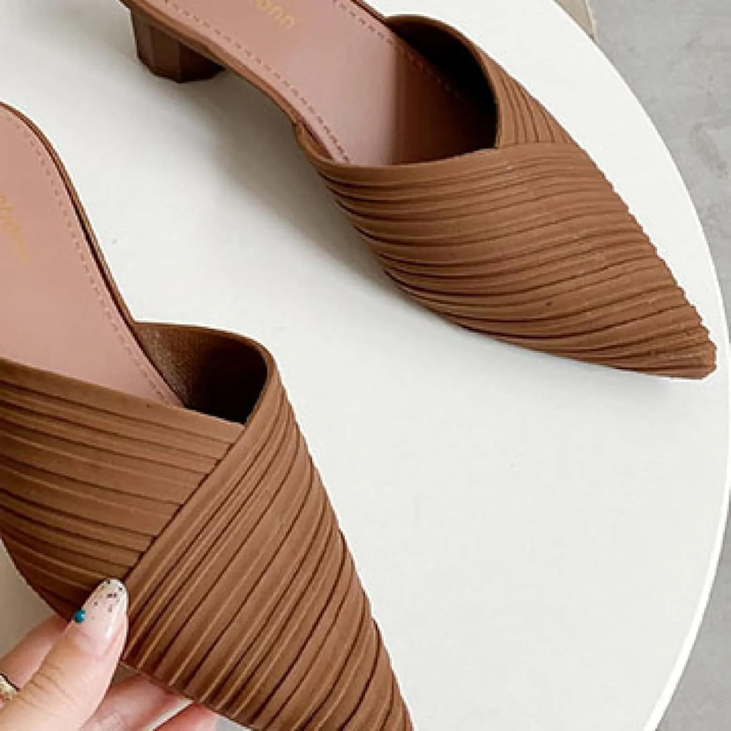 Women's Mule Slippers, Casual Pointed High Heels, Bride's Party Backless Loafers Sandals