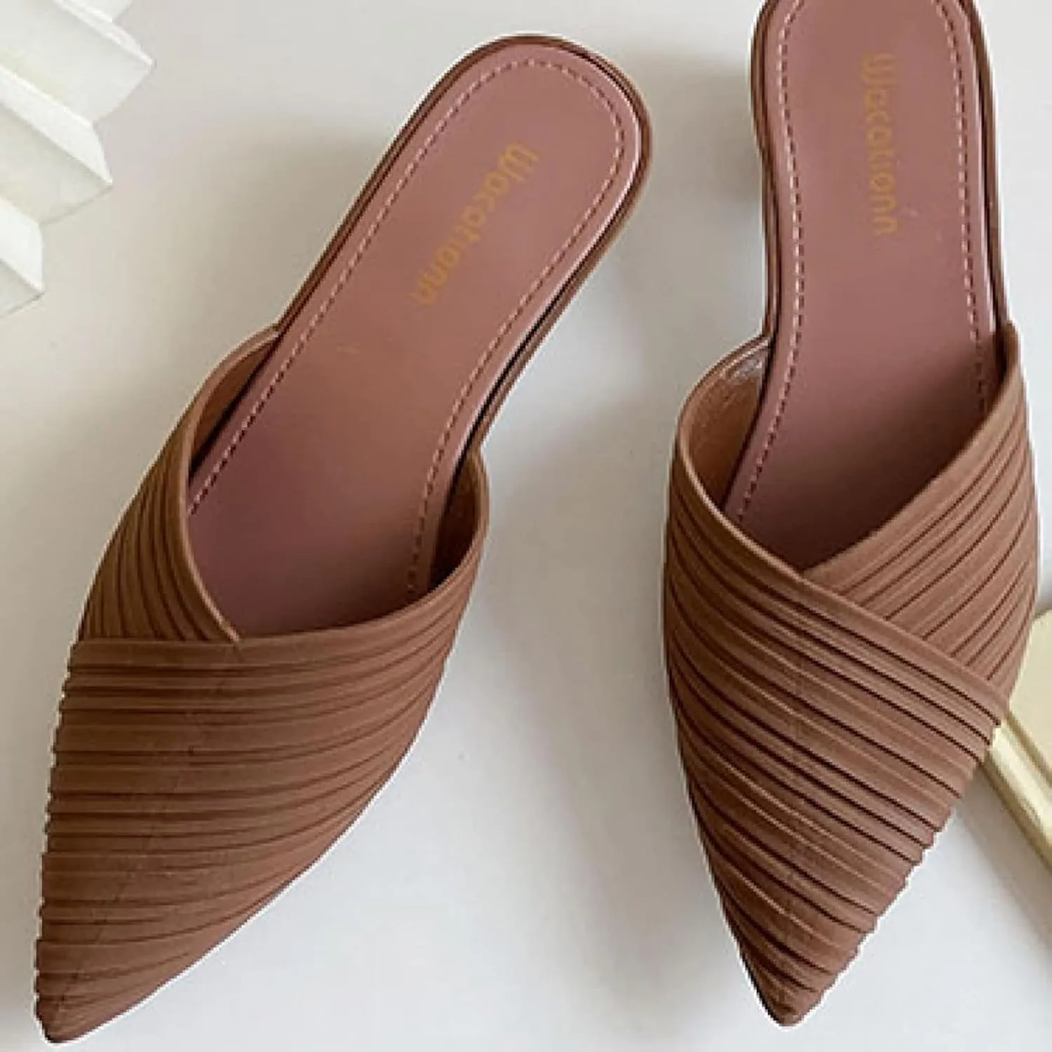 Women's Mule Slippers, Casual Pointed High Heels, Bride's Party Backless Loafers Sandals