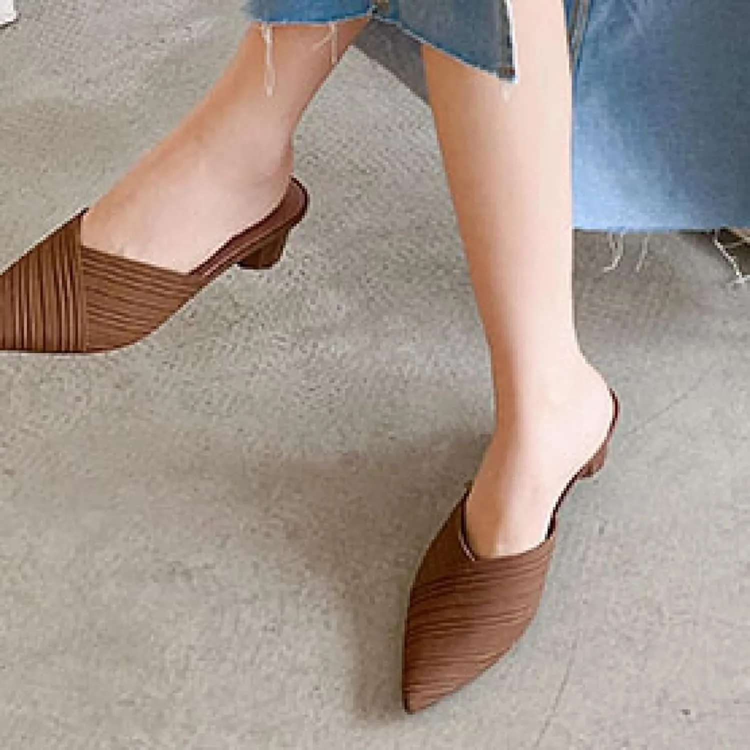 Women's Mule Slippers, Casual Pointed High Heels, Bride's Party Backless Loafers Sandals