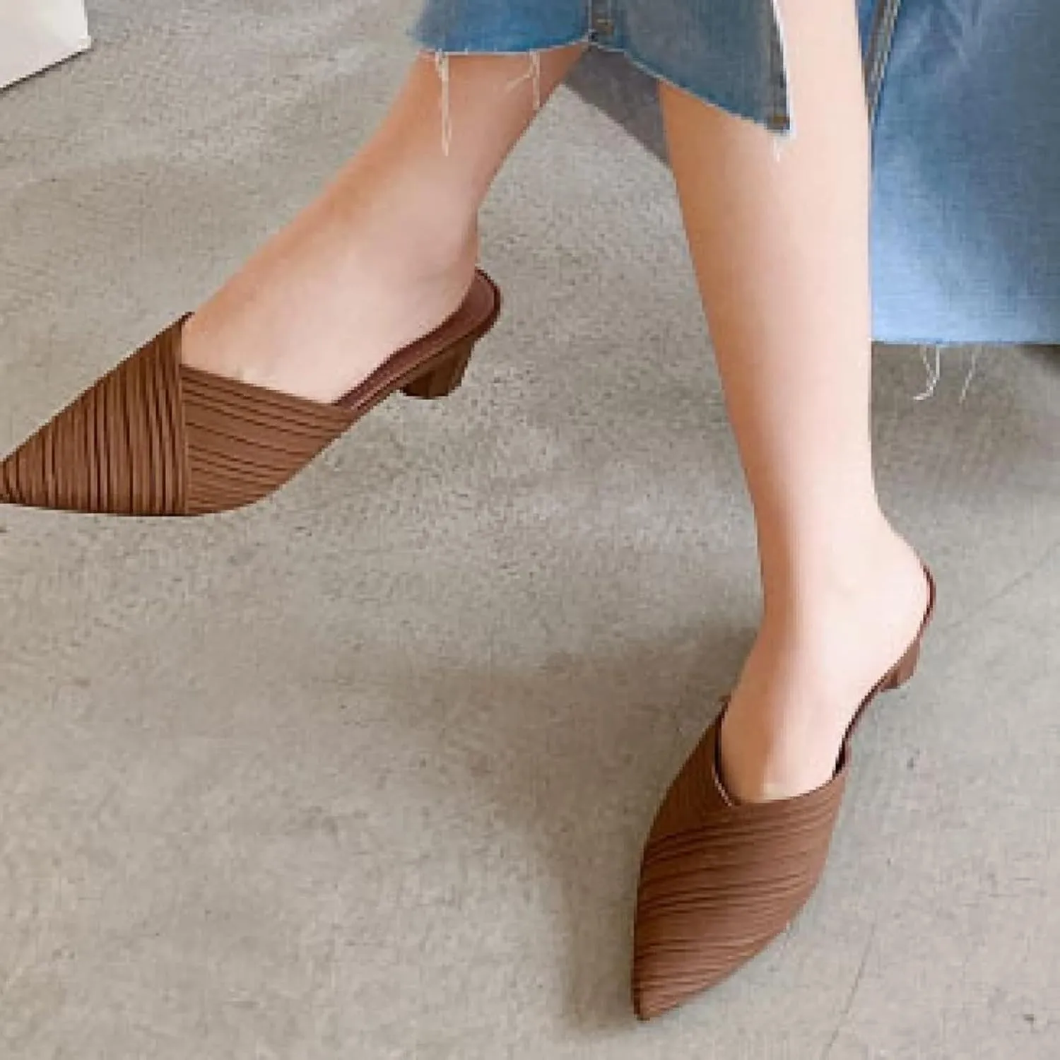 Women's Mule Slippers, Casual Pointed High Heels, Bride's Party Backless Loafers Sandals