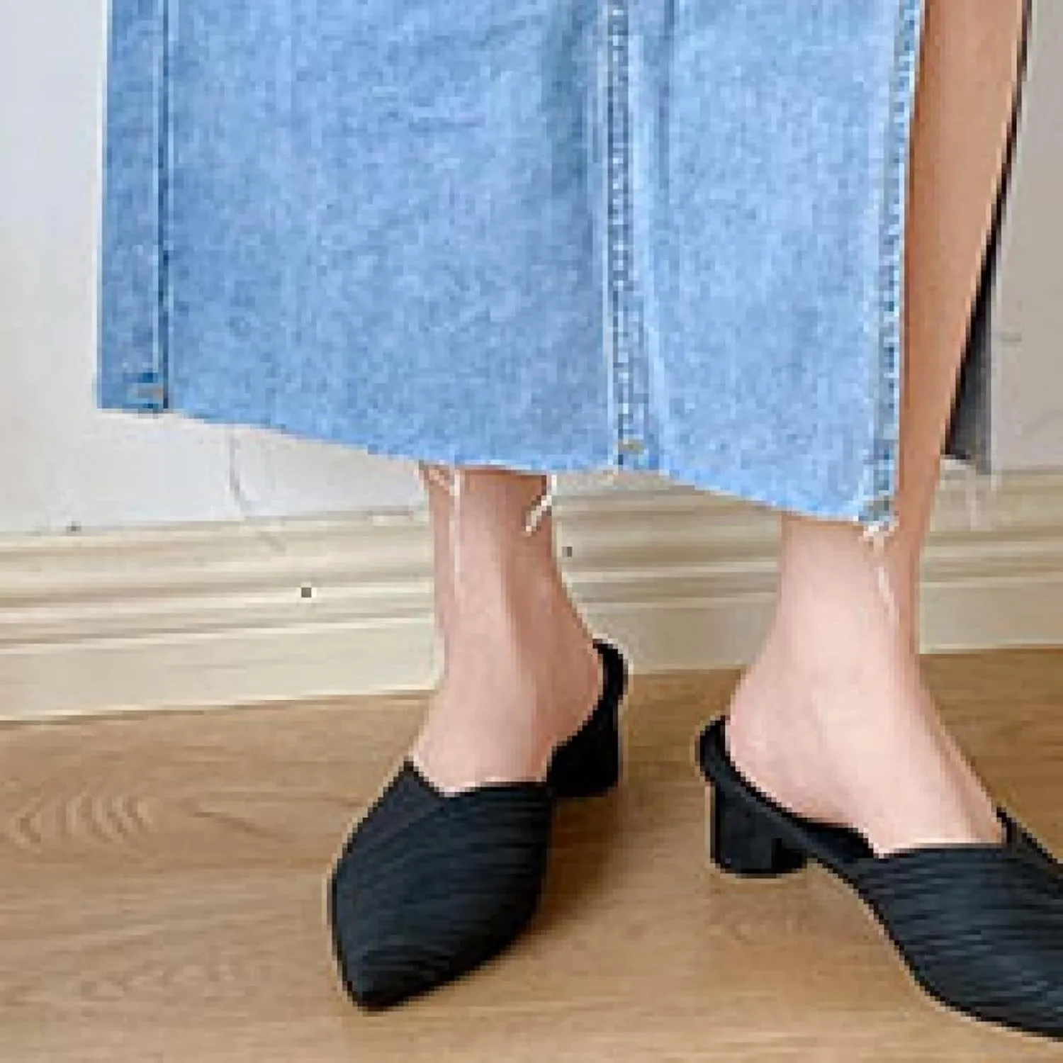 Women's Mule Slippers, Casual Pointed High Heels, Bride's Party Backless Loafers Sandals