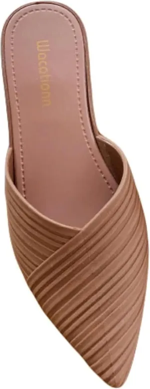 Women's Mule Slippers, Casual Pointed High Heels, Bride's Party Backless Loafers Sandals