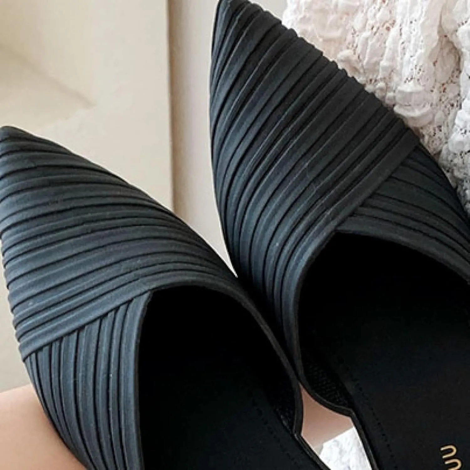 Women's Mule Slippers, Casual Pointed High Heels, Bride's Party Backless Loafers Sandals