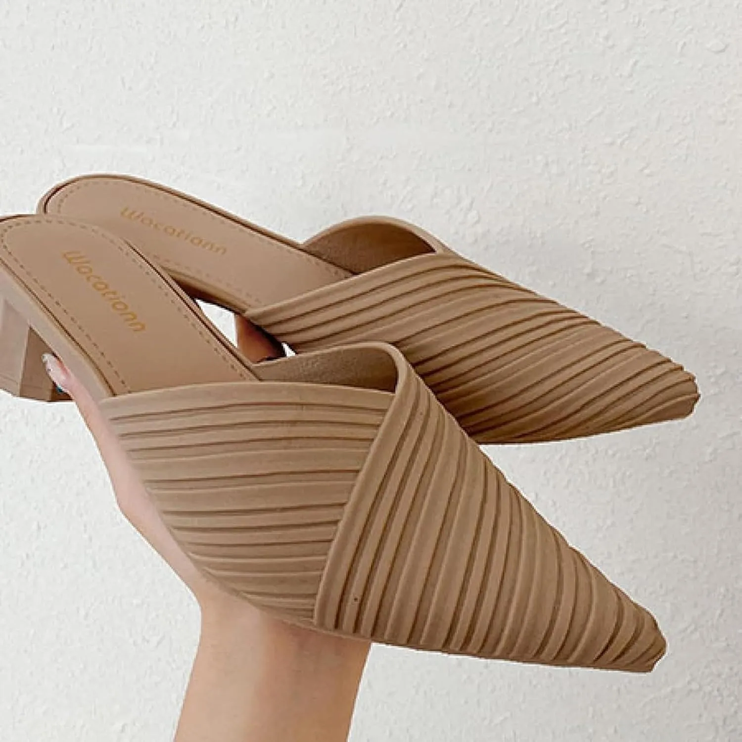 Women's Mule Slippers, Casual Pointed High Heels, Bride's Party Backless Loafers Sandals