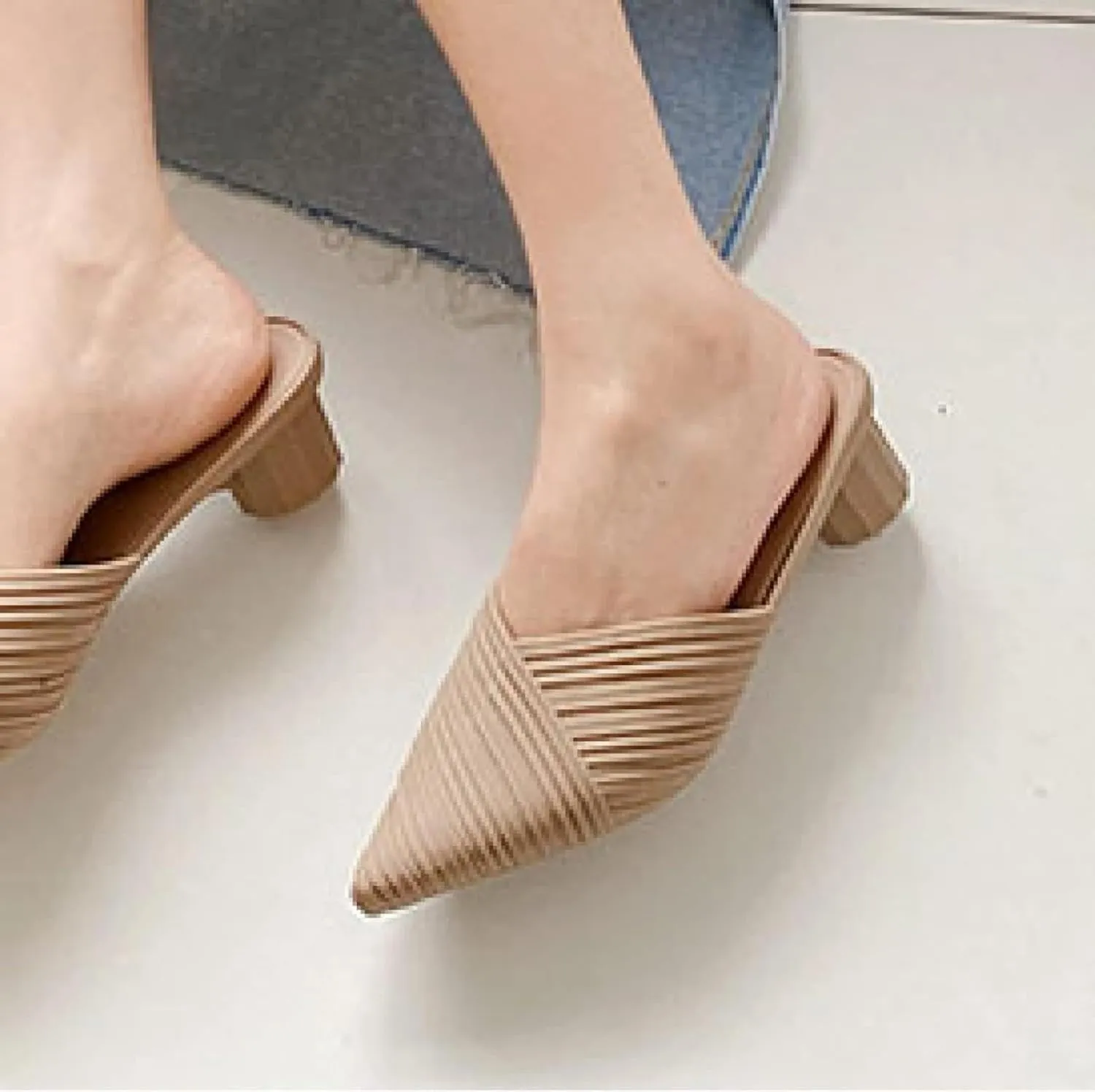 Women's Mule Slippers, Casual Pointed High Heels, Bride's Party Backless Loafers Sandals