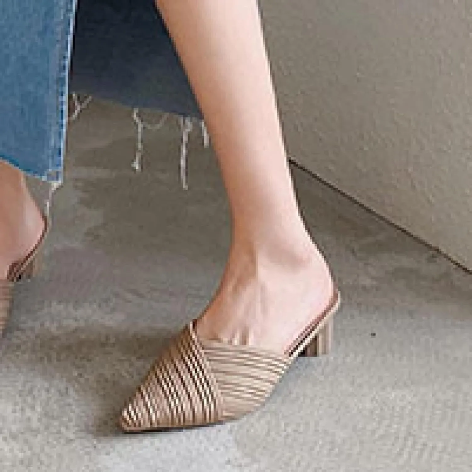 Women's Mule Slippers, Casual Pointed High Heels, Bride's Party Backless Loafers Sandals