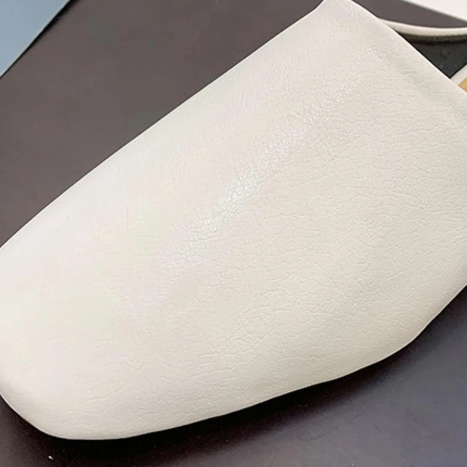 Women's Mule Slippers Comfortable PU Leather Square Head Low Heel Girl Backless Walking Women's Loafer Sandals