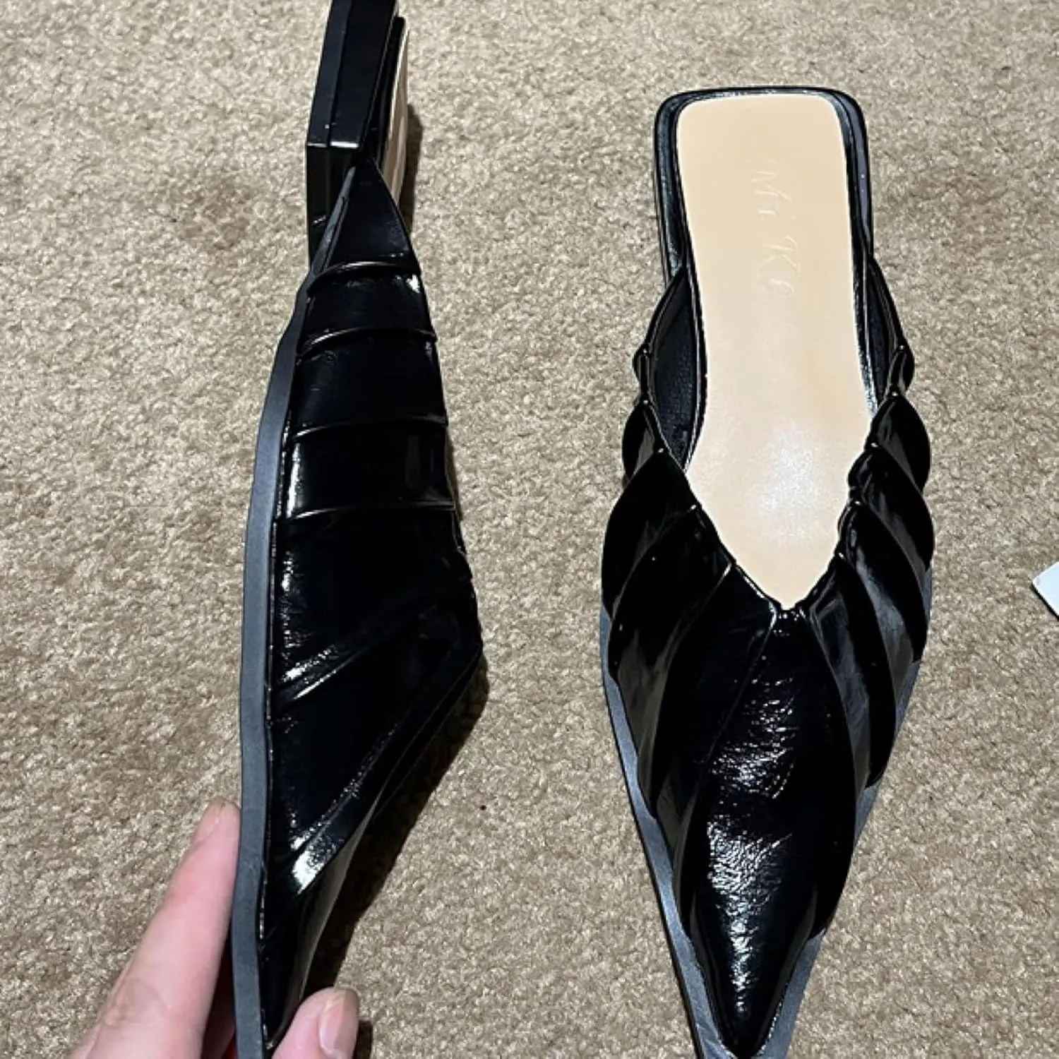 Women's Mule Slippers Fashion Single Set Pointed Low Heels Girl Walking Backless Loafer Flat Mule Sandals