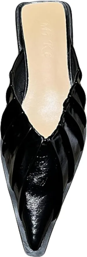 Women's Mule Slippers Fashion Single Set Pointed Low Heels Girl Walking Backless Loafer Flat Mule Sandals