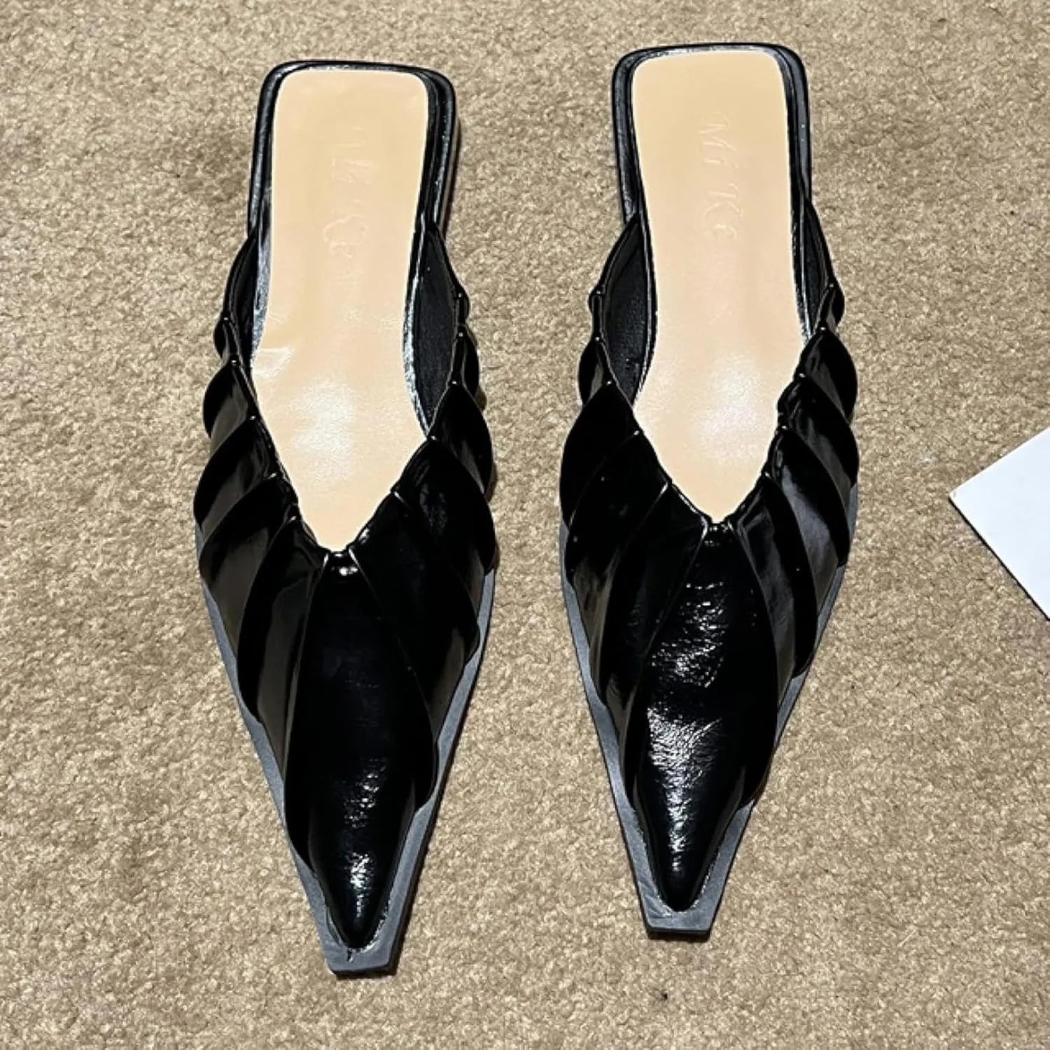 Women's Mule Slippers Fashion Single Set Pointed Low Heels Girl Walking Backless Loafer Flat Mule Sandals