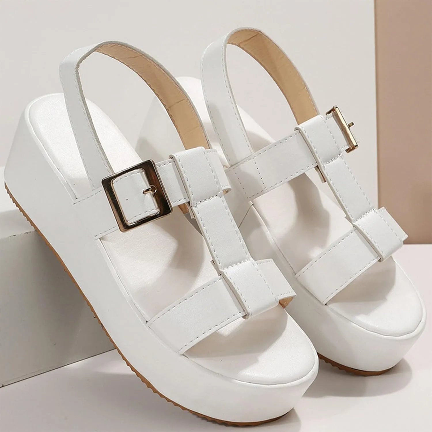 Womens Platform Sandals with Soft Cushioned Footbed Open Toe Sandal Slip on Sandals Ankle Strap Flatform Wedge Comfortable Lightweight Wedges for Summer Shoes 2025