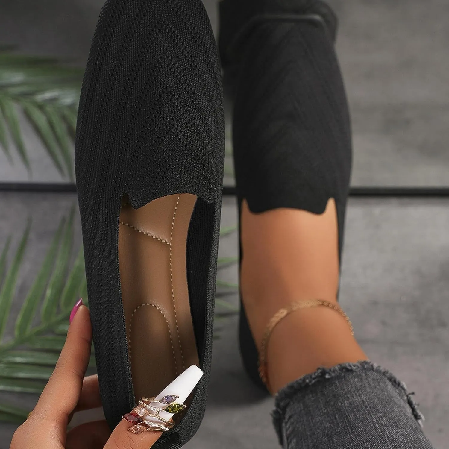 Women's Retro Flat Shoes Flying Weave Round Head Shallow Mouth One Foot Stirrup Single Shoes Work Single Shoes