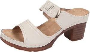 Womens Sandals Open Toe Block Heel Sandals Summer Dressy Slip on Wedge Sandal Comfortable Orthotic Arch Support Shoes Adjustable Ankle Strap Beach Walking Shoes