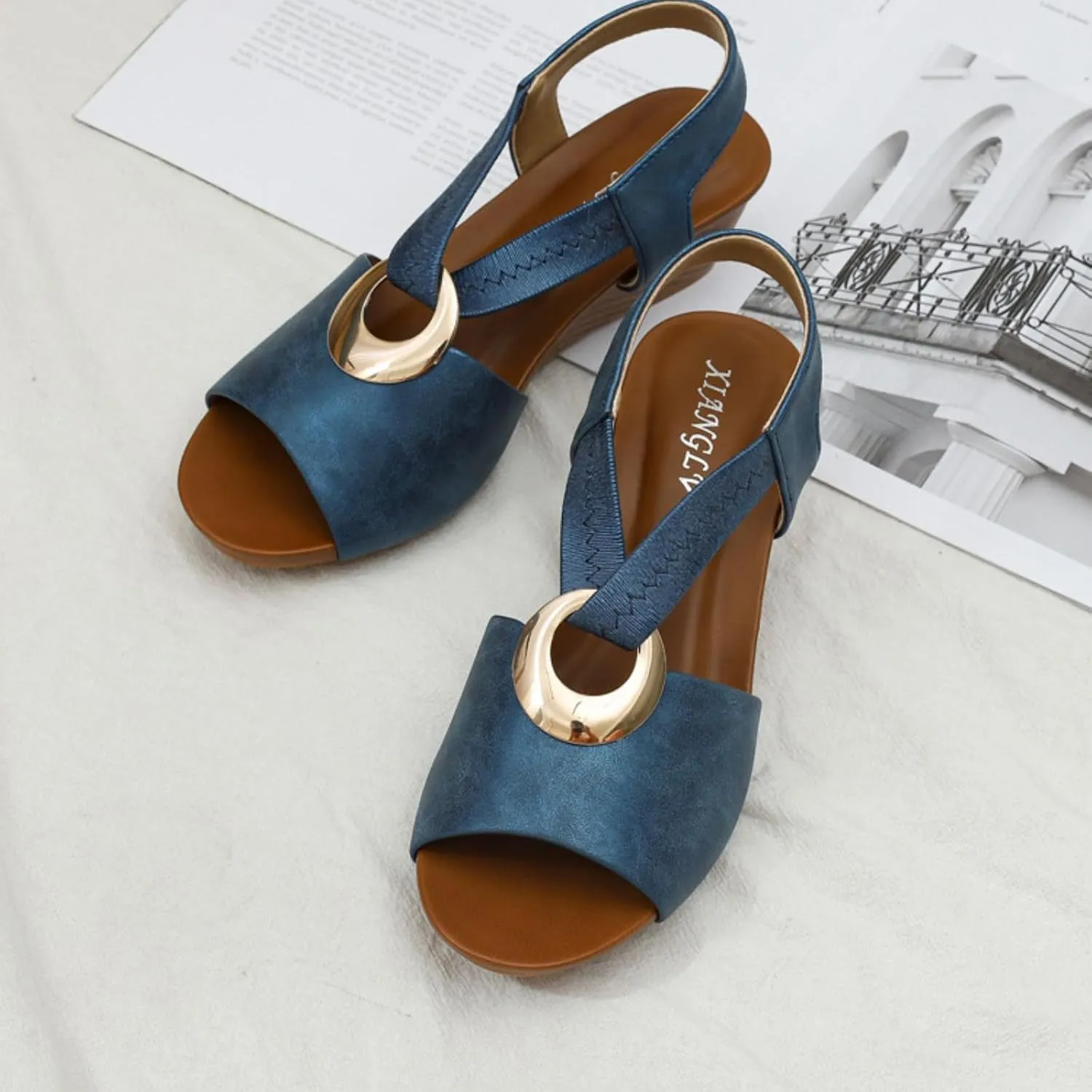 Womens Sandals Roman Wedge Sandals Platform Wedge Casual Open Toe Comfortable Ladies Shoes Dress with Arch Support Outdoor Walking Beach Shoes Dress 2025